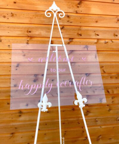 clear acrylic sign for wedding