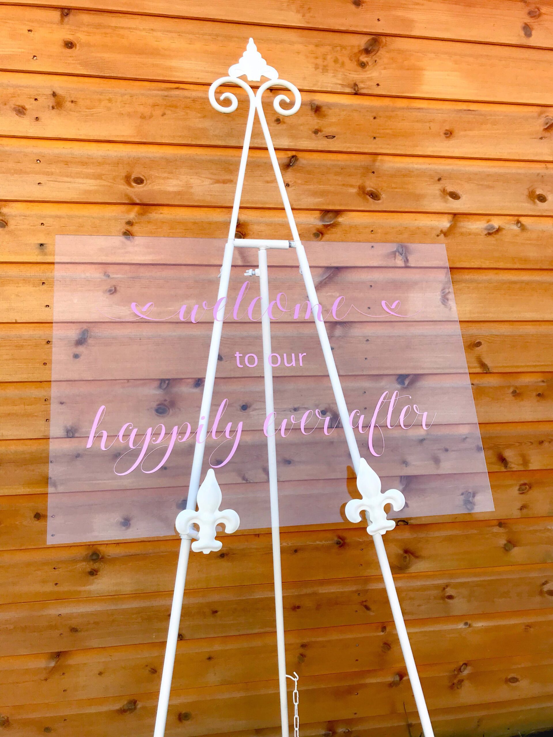 clear acrylic sign for wedding