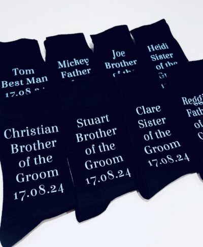 Personalised wedding socks for groom, bride and bridal party