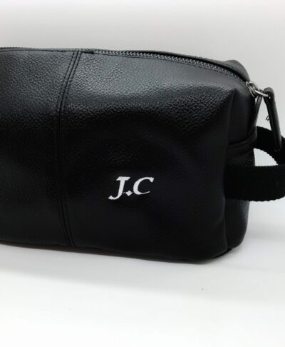 Personalised Embroidered Leather Look Wash Bag for wedding, honeymoon, or bridal party gift