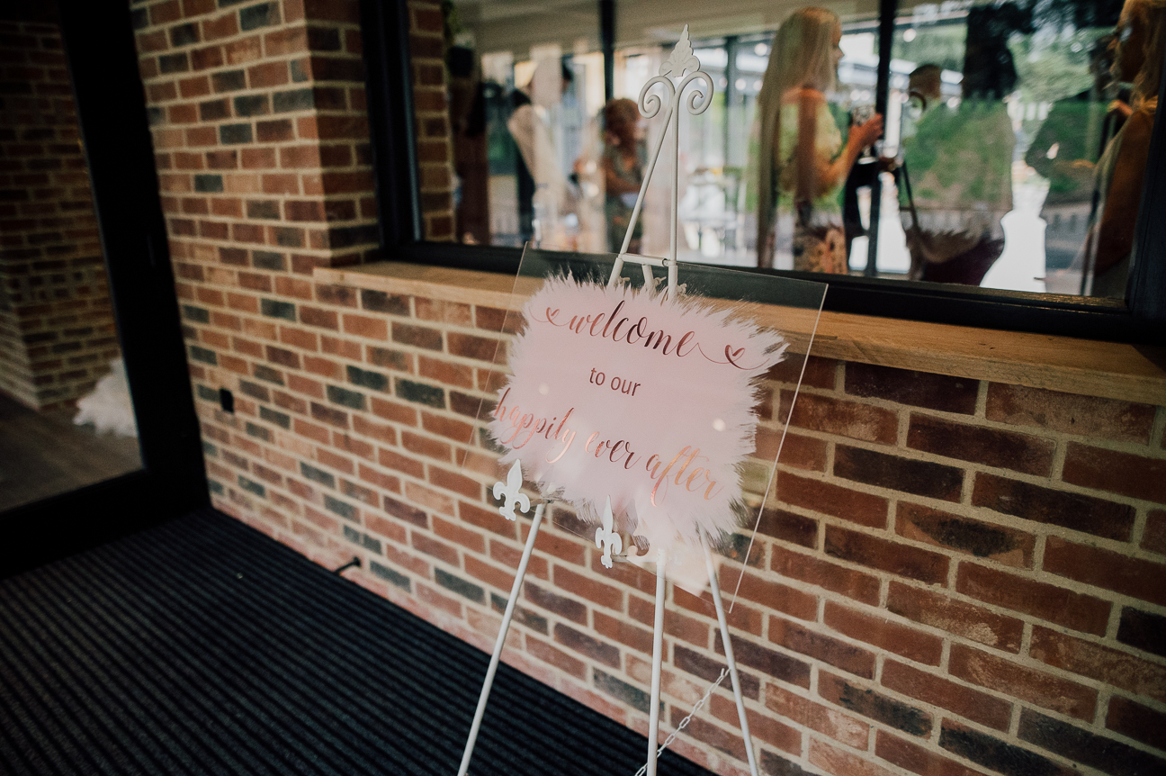 Clear Acrylic Wedding Welcome Sign with personalised names and wedding date