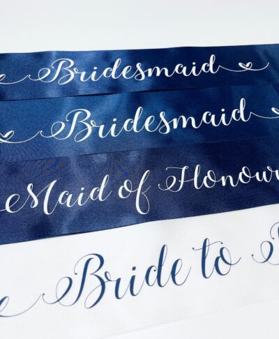 Personalised bridesmaid hen party sashes