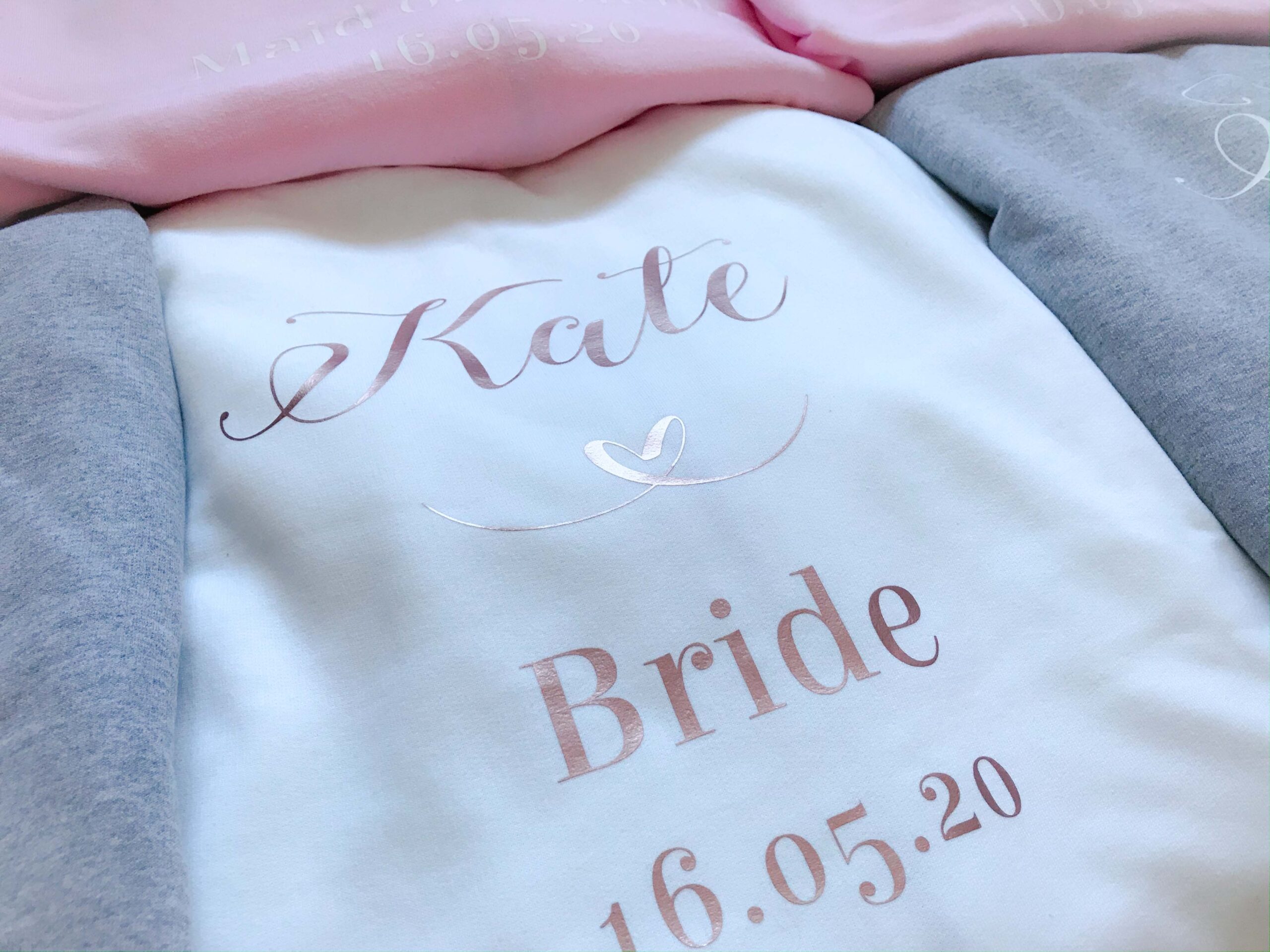 white personalised bridesmaid hoodie