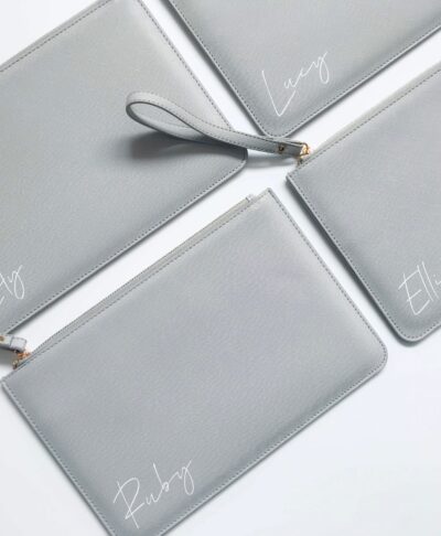 Personalised Name Leather Look Clutch Bag with custom name