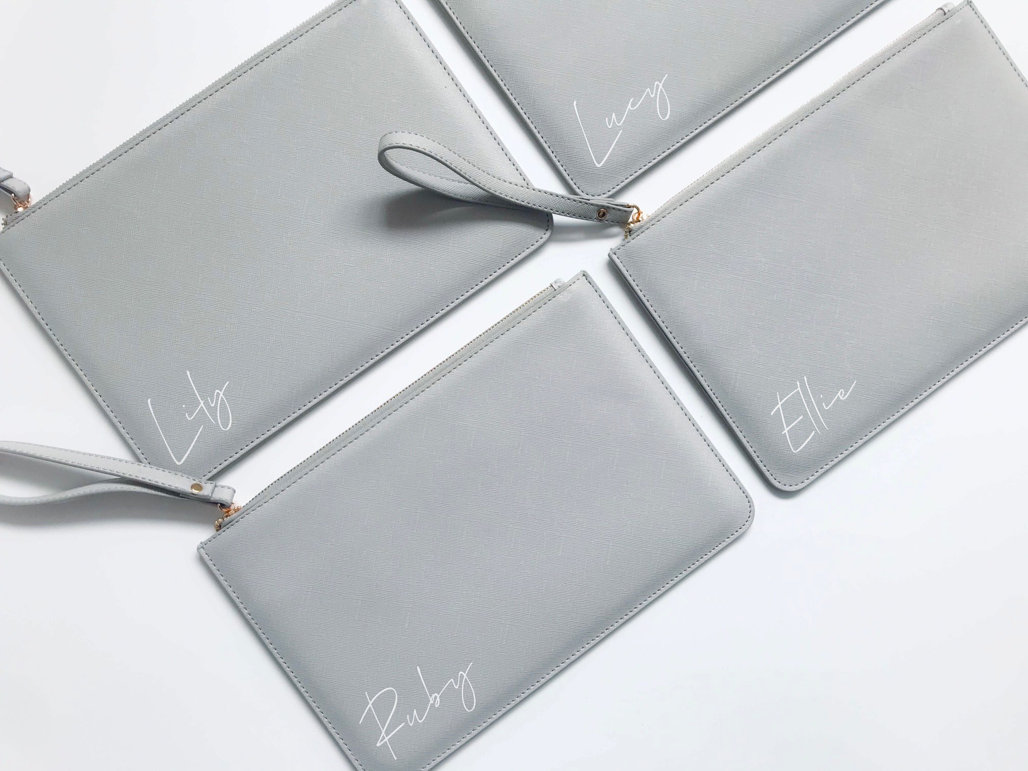 Personalised Name Leather Look Clutch Bag with custom name
