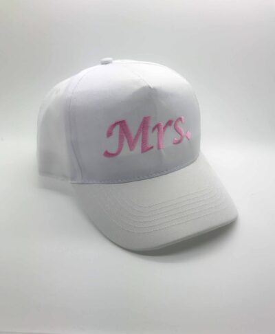 White Mrs Embroidered Cap for bride
