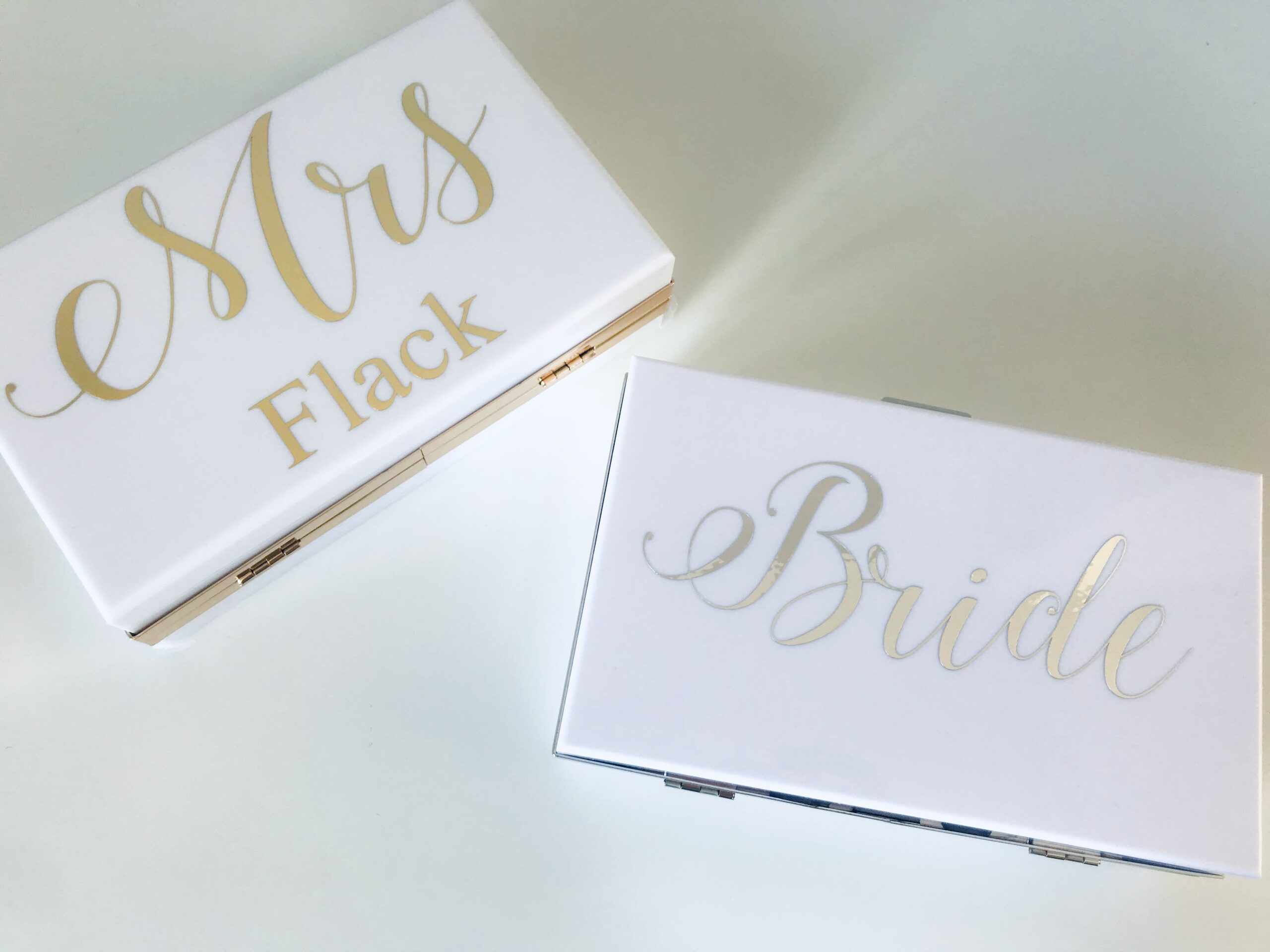personalised mrs clutch bag