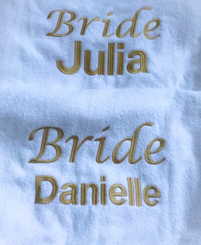 personalised bride towel robe