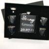 Personalised hip flask gift set with custom flask in luxury box