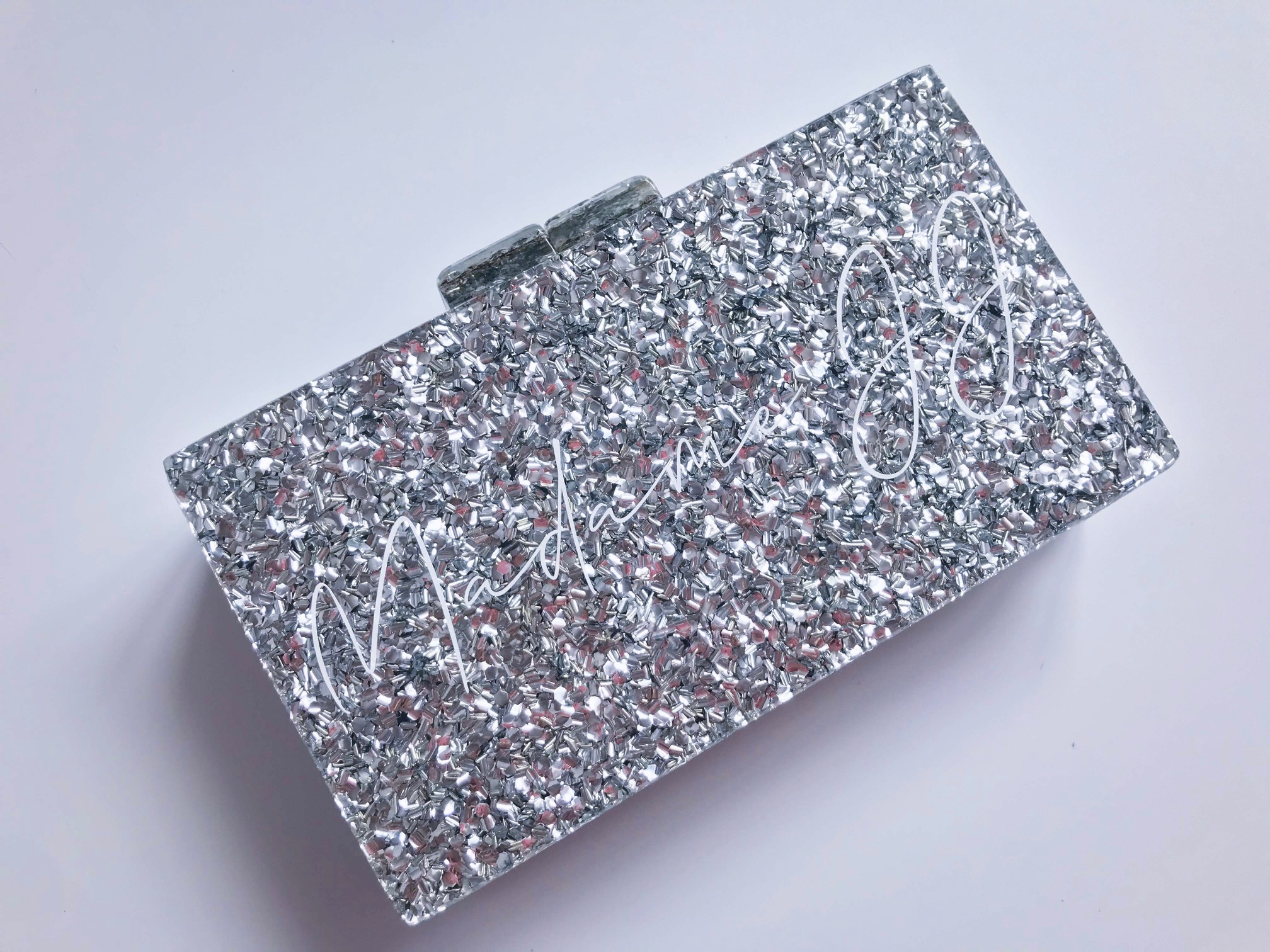 glitter mrs clutch bag