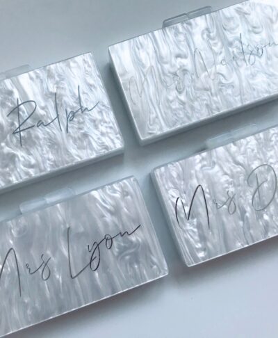 personalised mrs pearl clutch bag