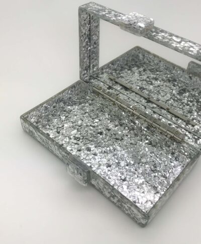 glitter mirrored clutch bag