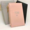 Personalised monogram heart initials card holder in pink