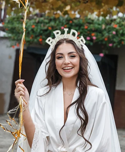 Personalised Bride Pearl Headband With Veil